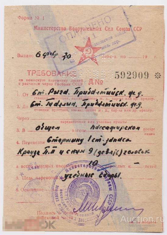 Воинское требование Рига Таллин (П3Л37.2)