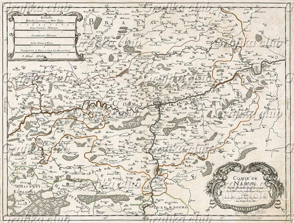Карта графства Намюр. Comté de Namur tiré des