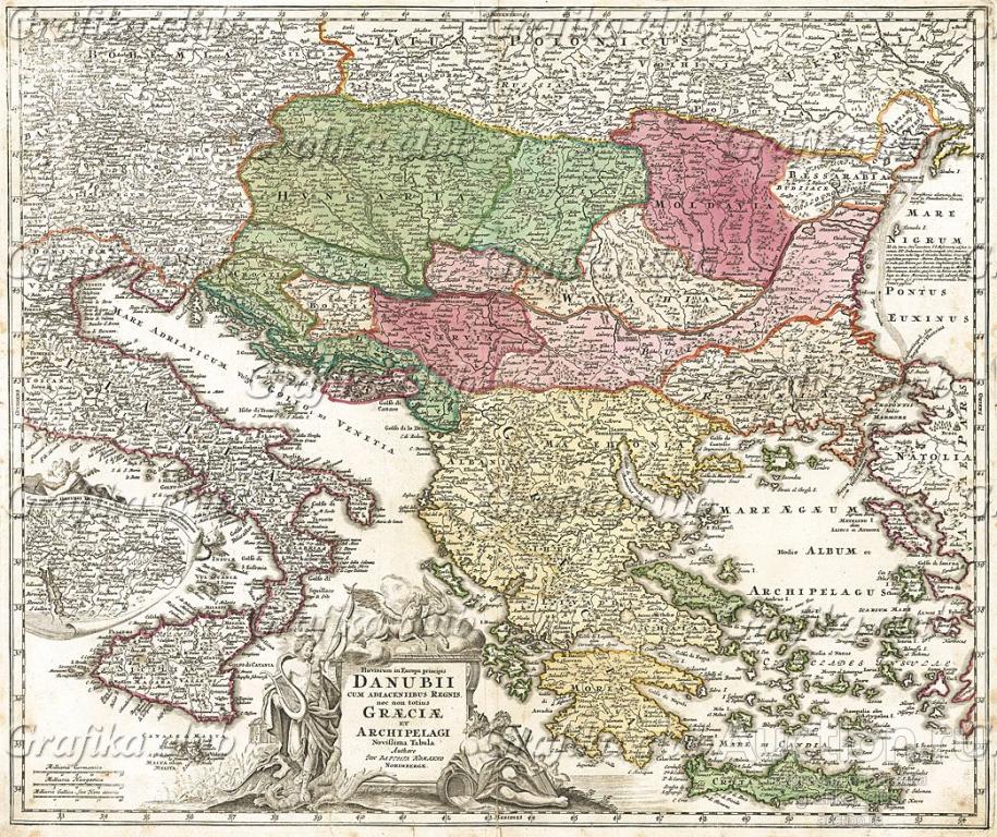 Карта Греции, Балканского полуострова, части
