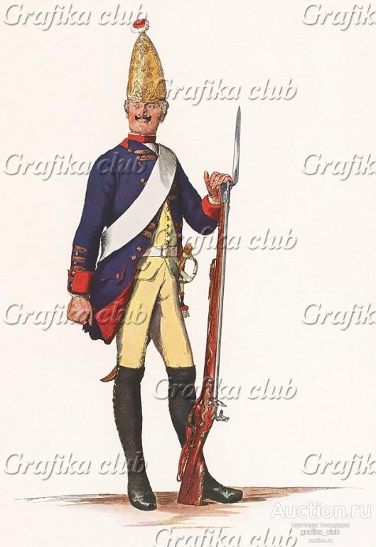 Униформа прусской пехоты эпохи Фридриха Великого