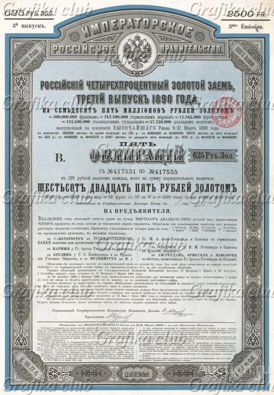 Российский 4% Золотой заём, третий выпуск 1890
