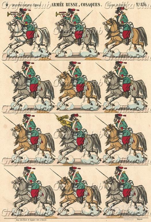 Казаки. Nouvelle Imagerie d'Épinal. Armée russe