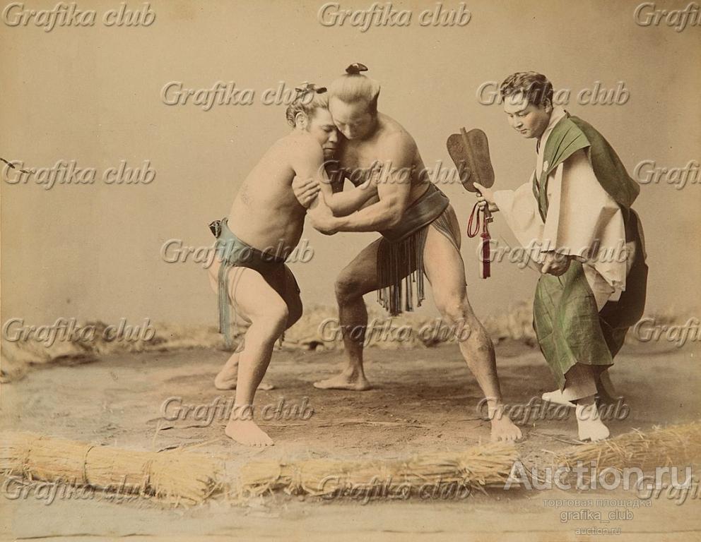 Борцы сумо. Крашенная вручную японская