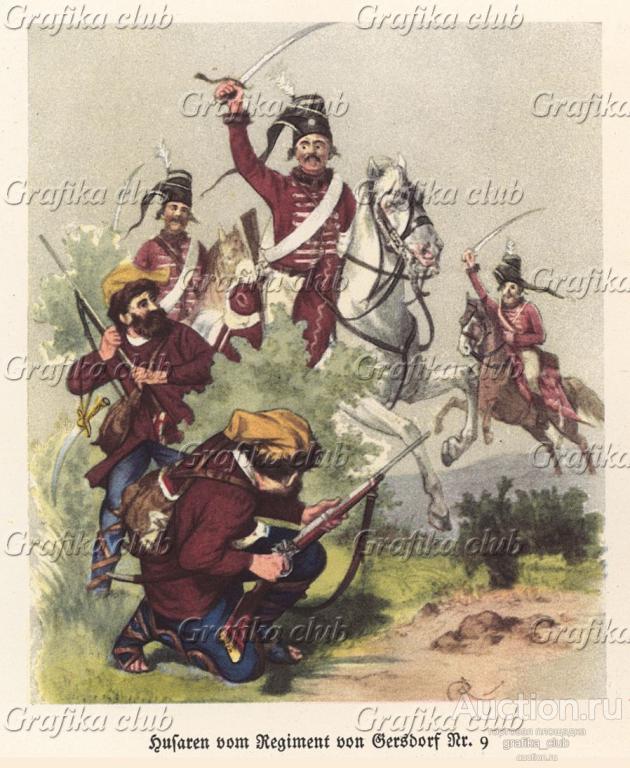 Прусские гусары 9-го, фон Герсдорфа полка в атаке