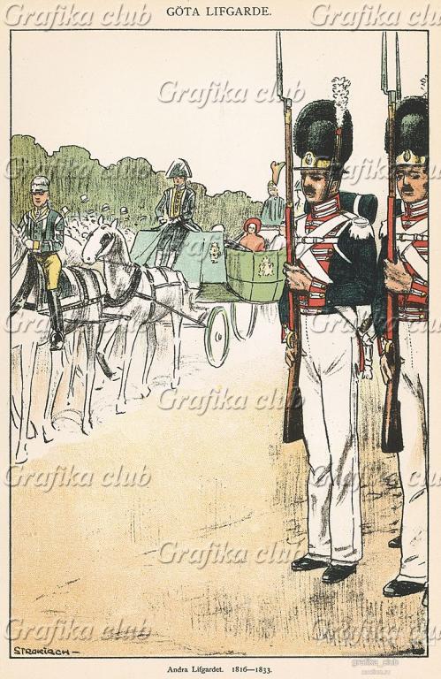 Cолдаты полка Andra в униформе образца 1816