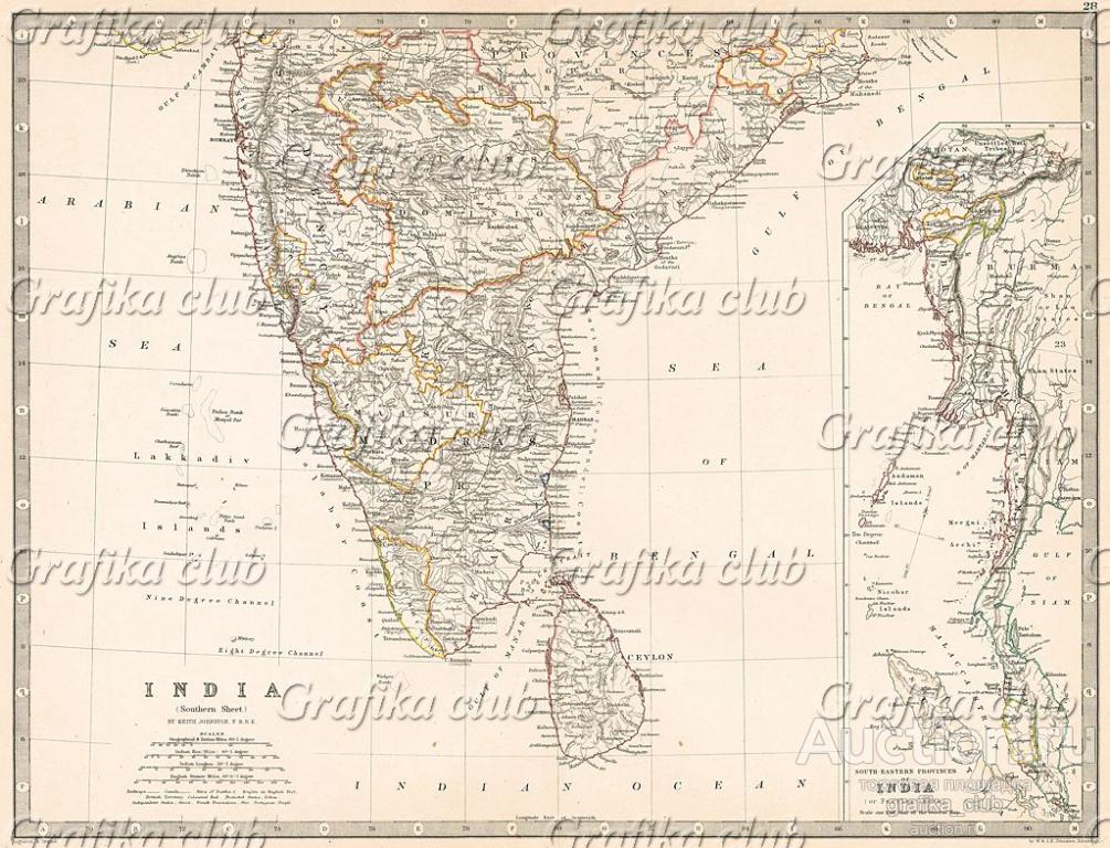 Карта Индии. India (southern sheet) из The Royal