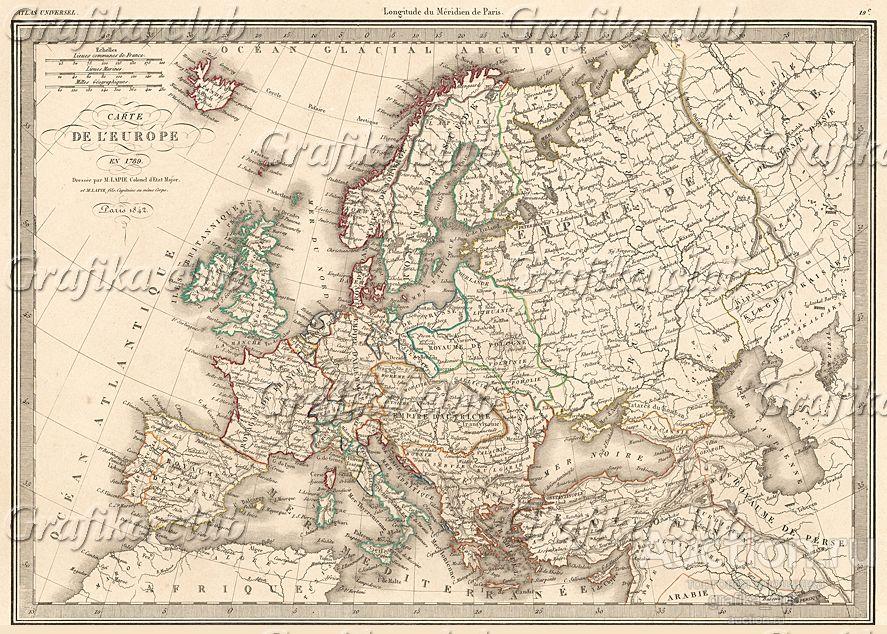 Карта Европы на 1789 год. Atlas universel