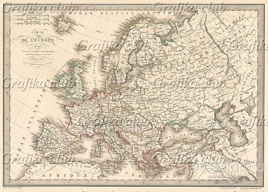 Карта Европы на 1813 год. Atlas universel