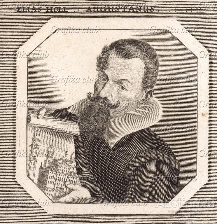 Архиектор Элиас Холль. В руках - проект здания