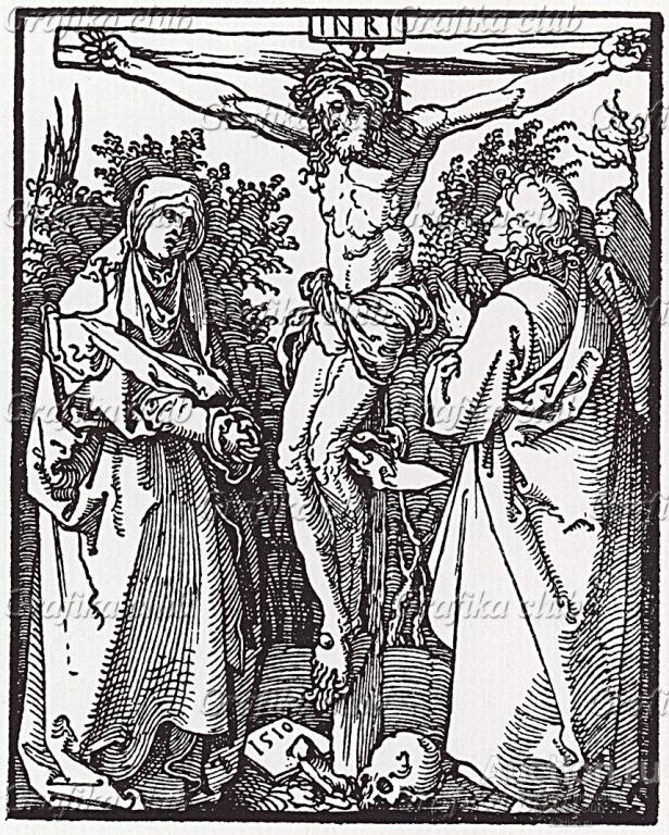 Альбрехт Дюрер. Христос на кресте, Мария и Иоанн