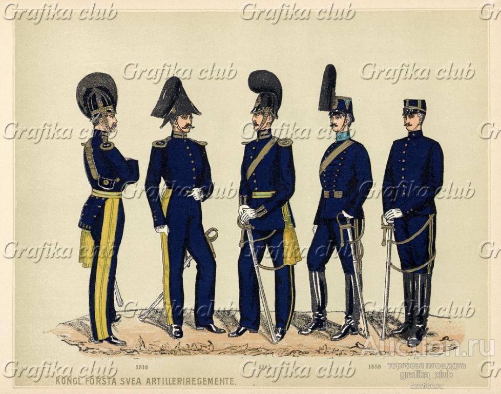 Мундиры артиллерийского полка 1-й Svea (шв