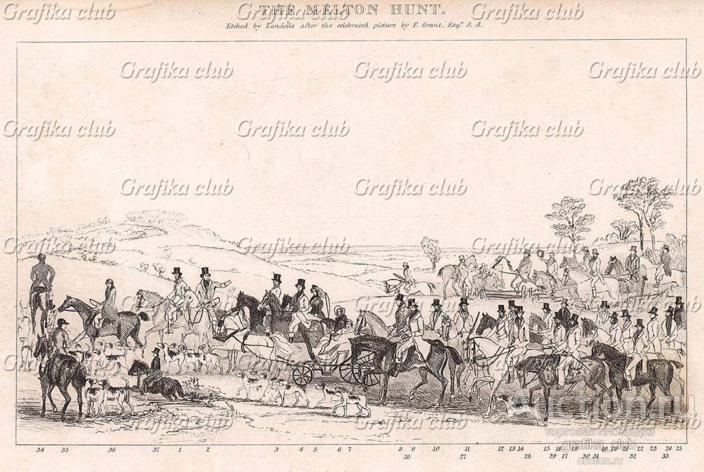 Охота в Мелтоне (The Melton Hunt). Офорт