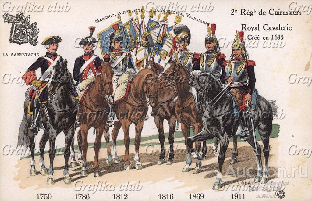 1750-1911 гг. Мундиры и знамена 2-го кирасирского