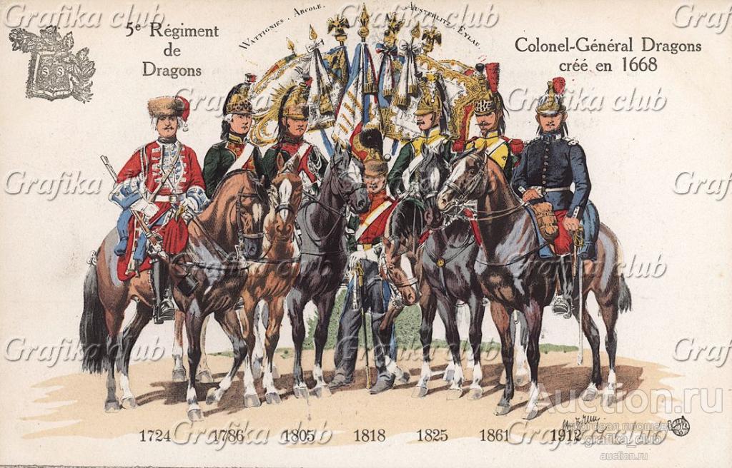1724-1912 гг. Мундиры и знамена 5-го драгунского