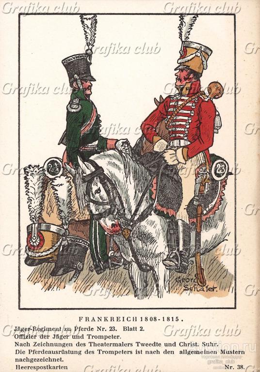 1808-15 гг. Офицер и трубач 23-го конноегерского