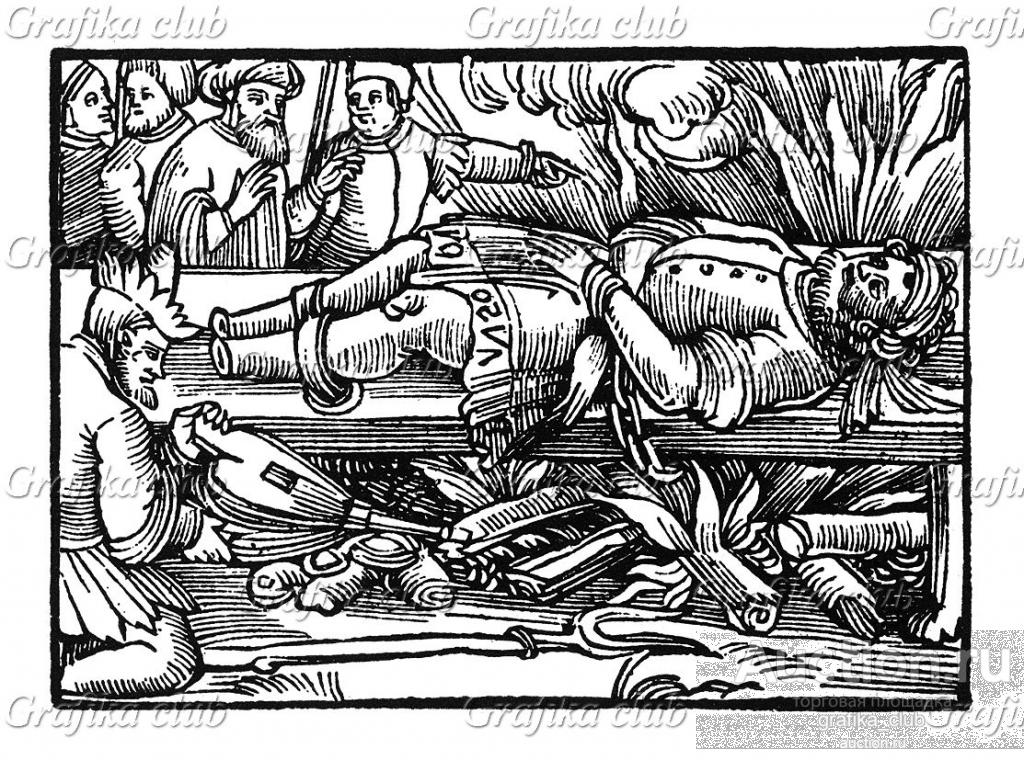 Святого Христофора пытают на железной скамье