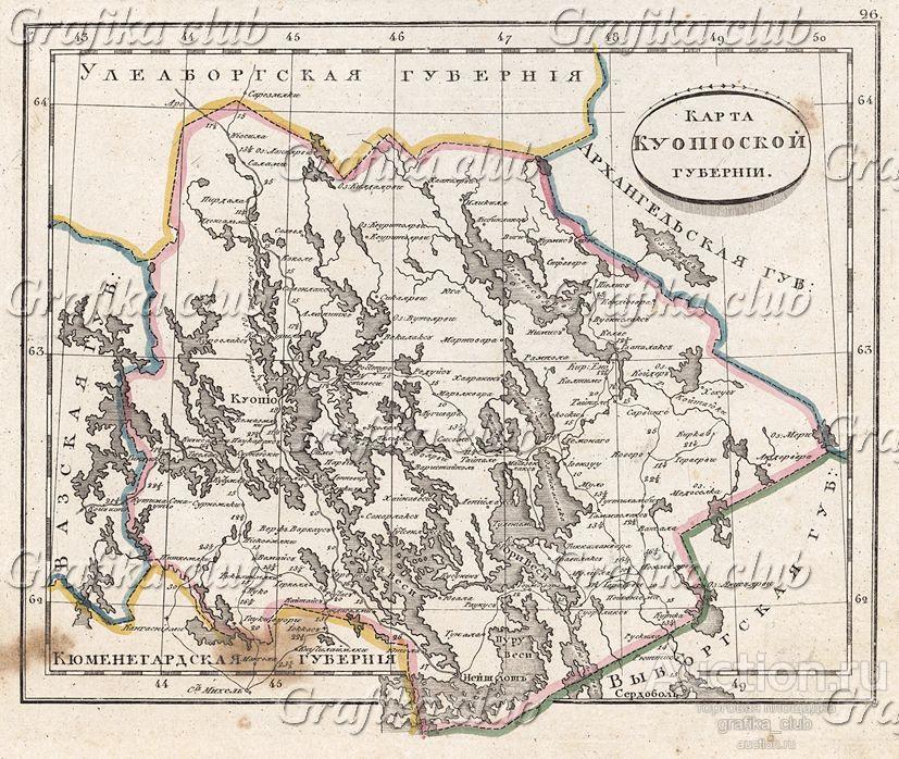 Карта Куопиоской губернии. Атлас Российской