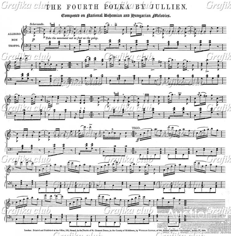 Ноты польки, написанной Луи Антуаном Жюльеном