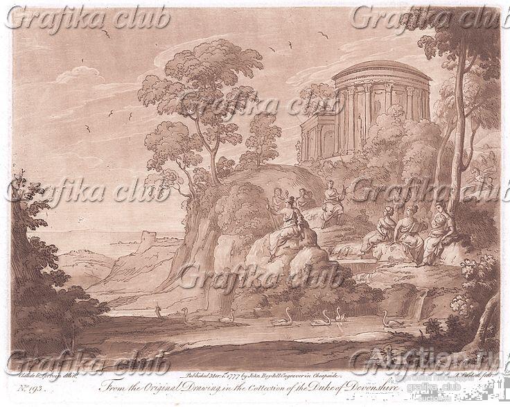 Богини и лебеди. Лист 193 из серии сепийных