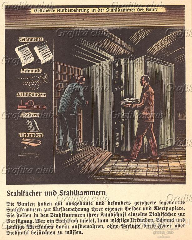 Банковский сейф. Из брошюры Das Deutche Bankwesen