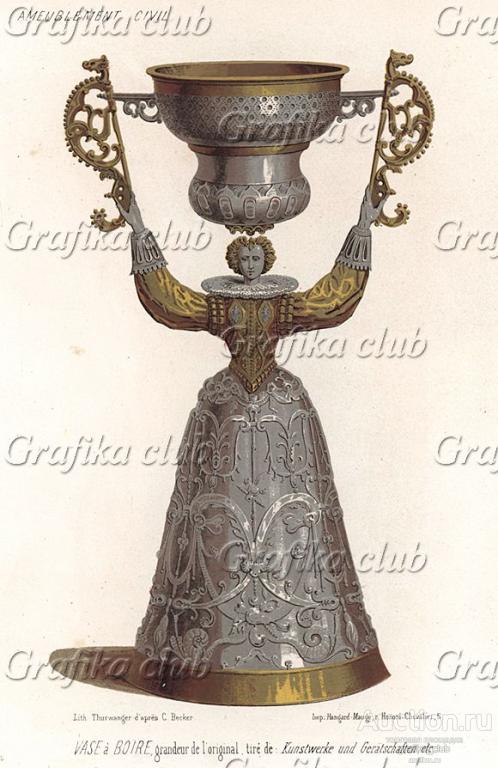 Роскошная чаша в виде придворной дамы в костюме