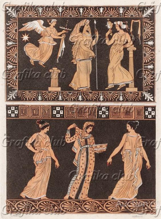 Одеяния древнегреческих цариц (с античной вазы)