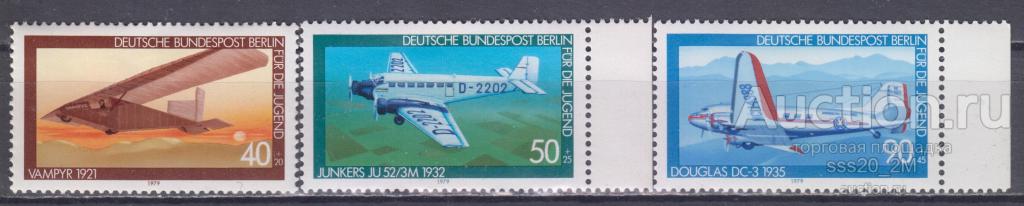 Западный Берлин 1979 самолеты Mi592,593,595 MLH/MNH