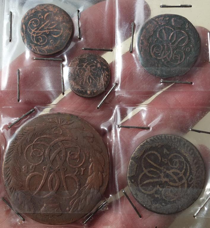 медные монеты Елизаветы Петровны,полный комплект всех медных монет,  царская Россия