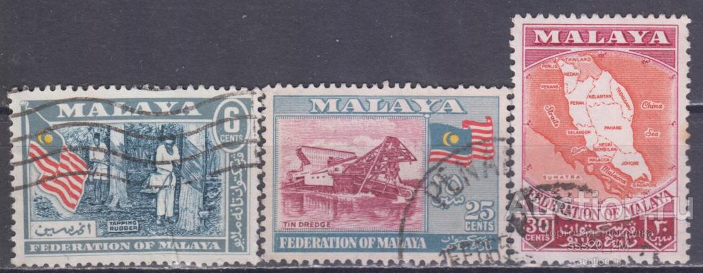 Малайя Федерация 1957 местные картины Mi1,3,4А