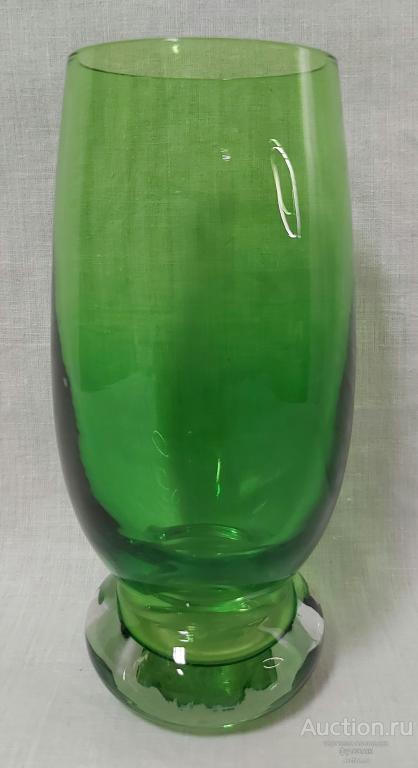 Ваза Цветное стекло Зеленая Тяжёлая СССР //21.3.37//