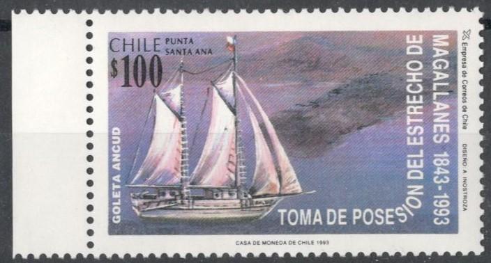 Чили, 1993, № 1578, € 4, MNH, полн.,корабли, Шхуна " Анкуд“