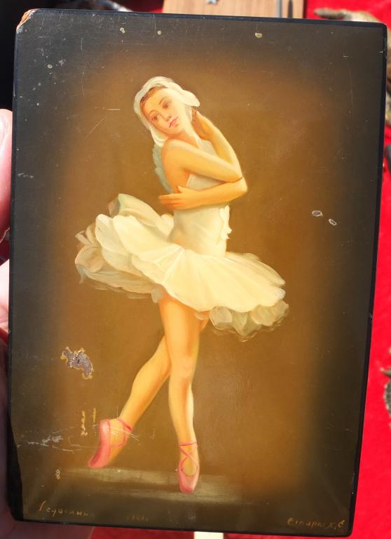 шкатулка Балерина Уланова, Федоскино, 1961 год, авторская