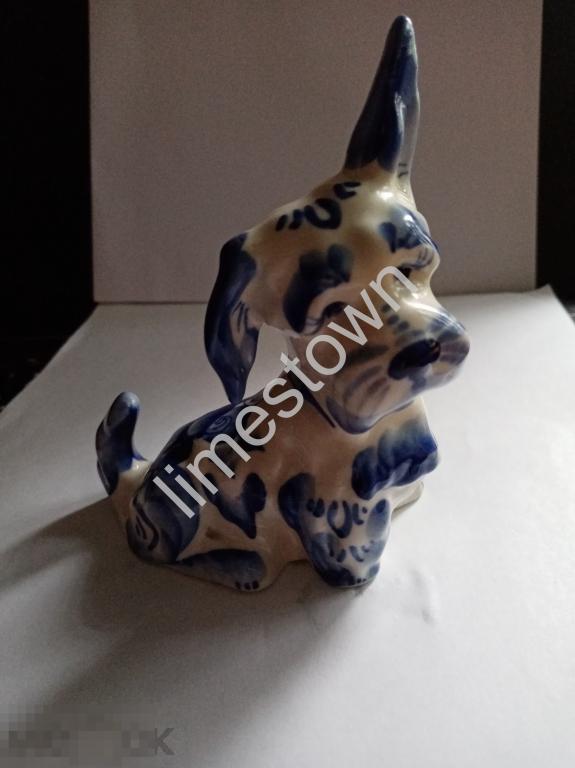Статуэтка собака Скотч терьер  фарфор Гжель 