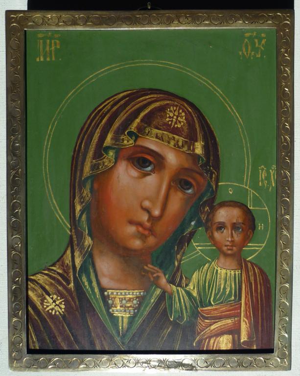 Икона Казанская Богородица серебро 84 проба 18 х 14,4см.