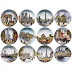 Винтаж 12 достопримечательностей Парижа полная серия коллекционных декоративных тарелок BRADEX Дали