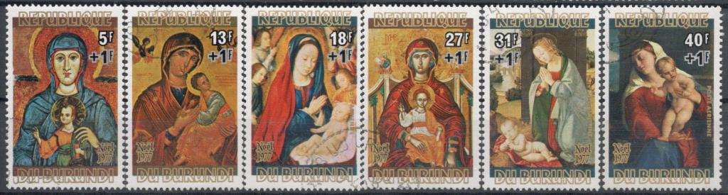 Бурунди, 1977,  № 1428-1434, € 8, гаш, полн., рождество, живопись