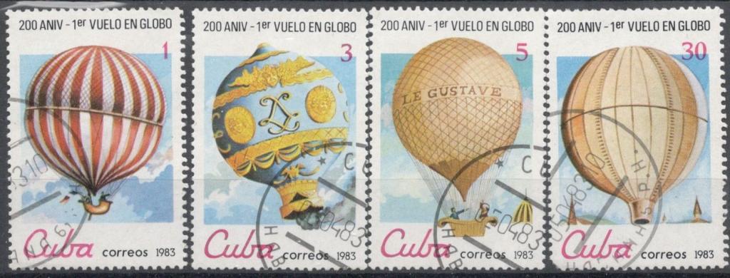 Куба, 1983,  № 2725-2727,2729, € 1,8, гаш, воздушные шары