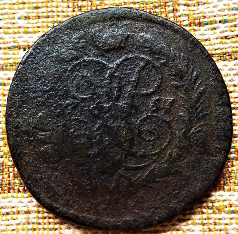 2  КОПЕЙКИ  1757 г.  ПЕРЕЧЕКАН  С  ОБЛАЧНИКА  1756 .  ГУРТ  СЕТКА .  ОРИГИНАЛ . № 375