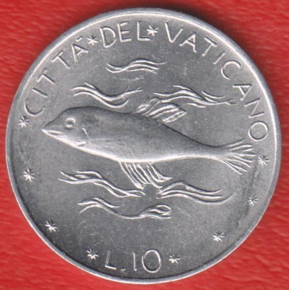 Ватикан 10 лир 1973 г.