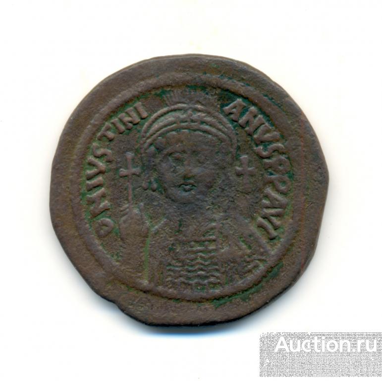 Византия: фоллис Юстиниана I. Кладовый Uncirculated.
