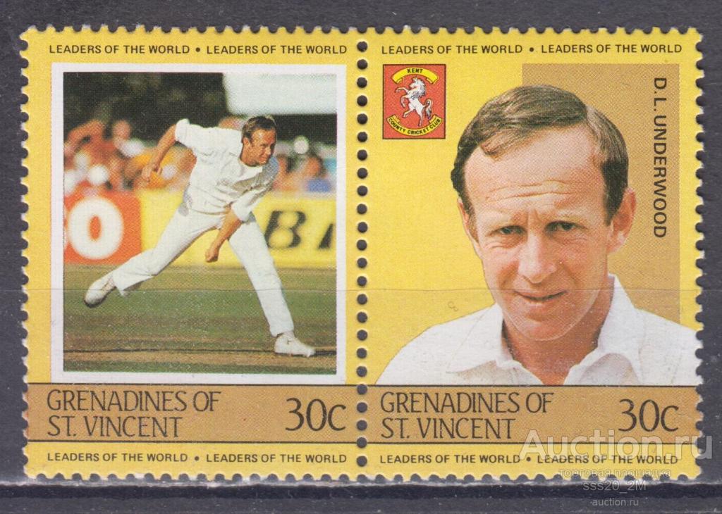 Гренадины Сент-Винсента1984 игрок в крикет Дерек Андервуд Mi310,311 MNH пара