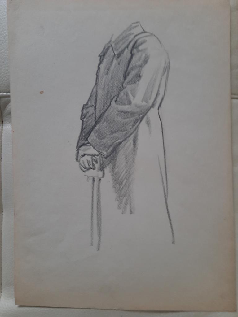 Папикян А.С. (1926-1997) Набросок стоящей фигуры в шинели