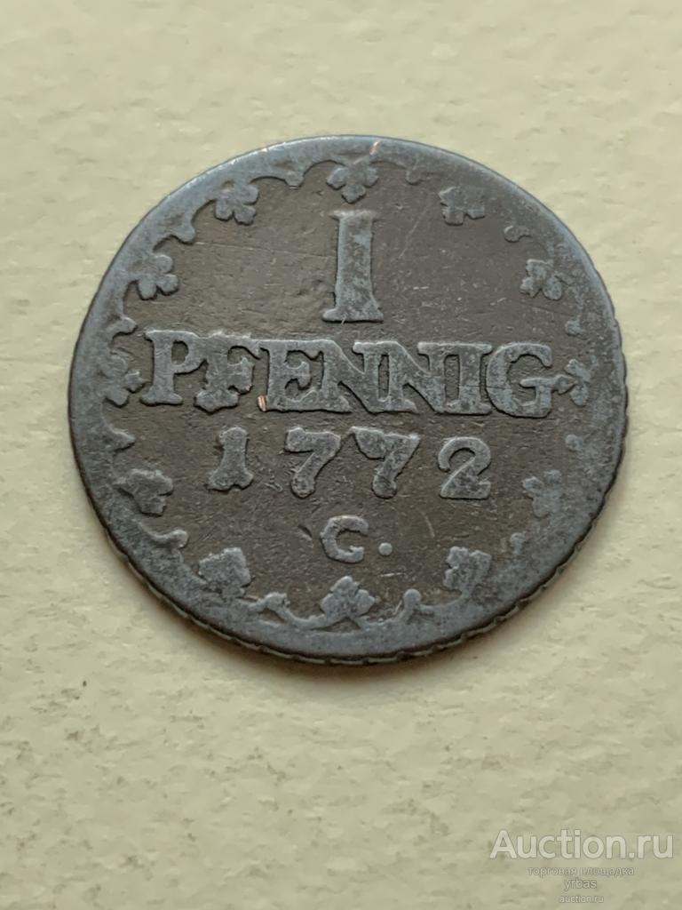 Саксония 1 пфенниг 1772г.