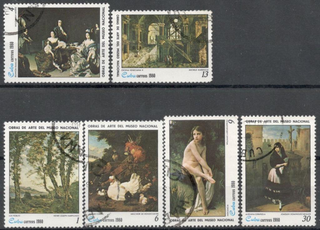 Куба, 1980, № 2463-2468, € 1,9, гаш, полн., живопись, искусство