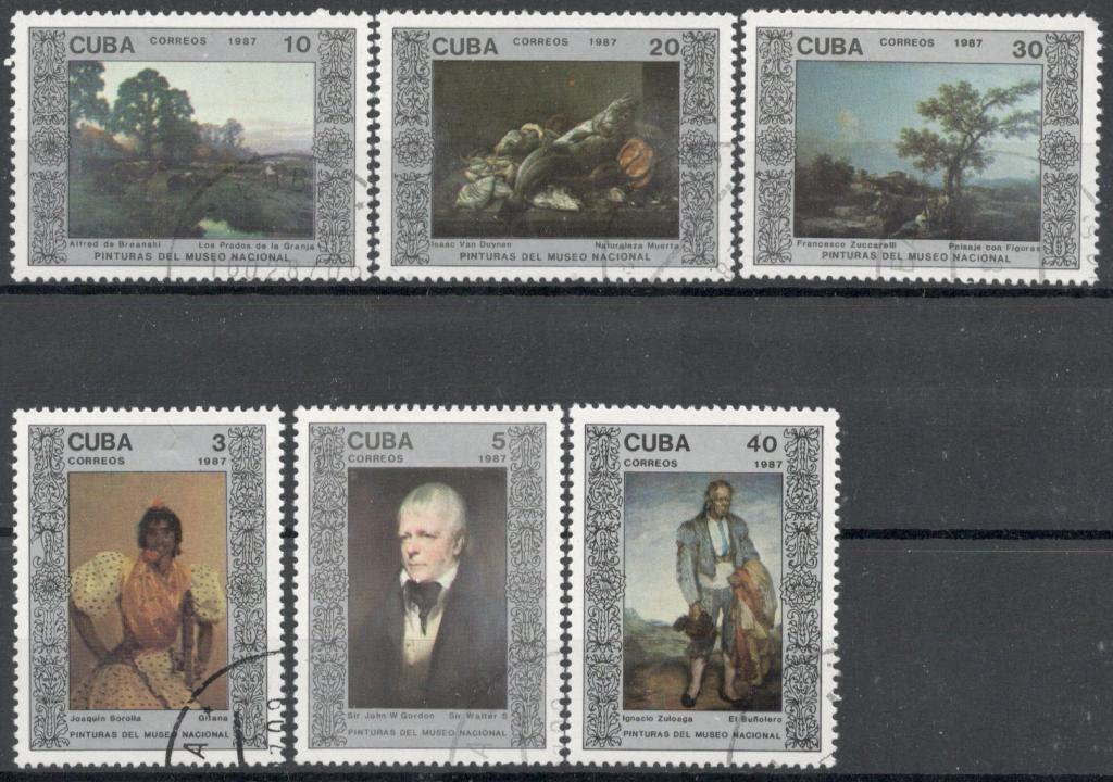 Куба, 1987, № 3074-3079, € 1,9, гаш, полн., живопись, искусство