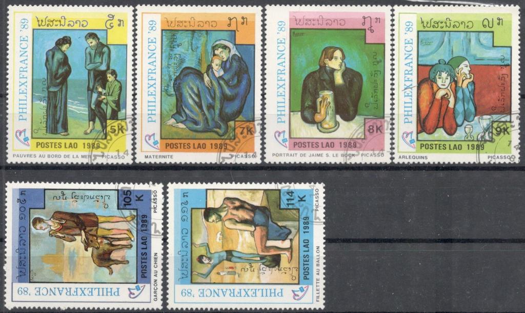 Лаос, 1989, № 1162-1167, € 2,5, гаш, полн., живопись, искусство