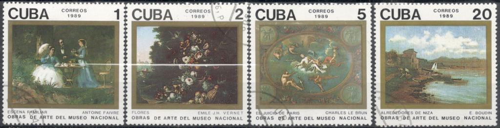 Куба, 1989, № 3336-3339, € 1,2, гаш, живопись, искусство
