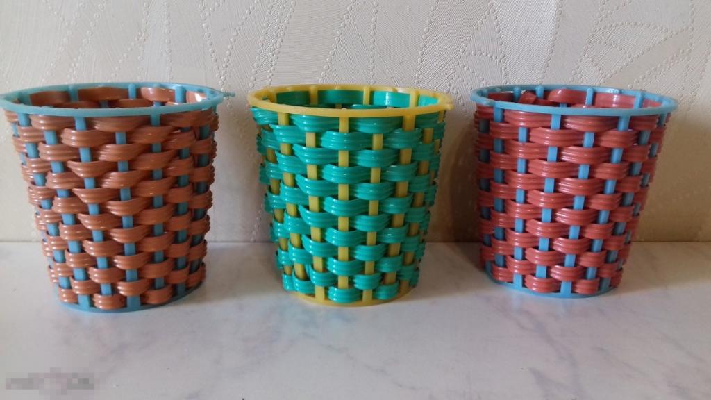 КАШПО 3 шт ОДНИМ ЛОТОМ. ПЛАСТИК, ПЛЕТЁНКА. СССР 