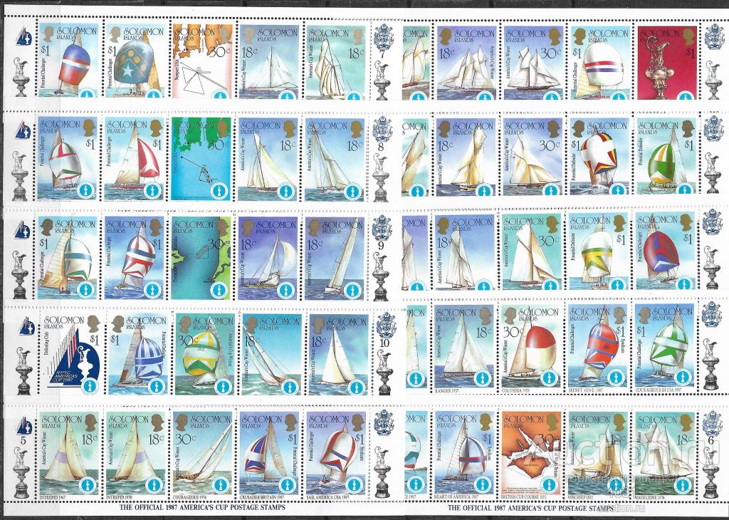 Соломоновы  о-ва.  парусная  регата. десять  блоков   Ми  579-628 **
