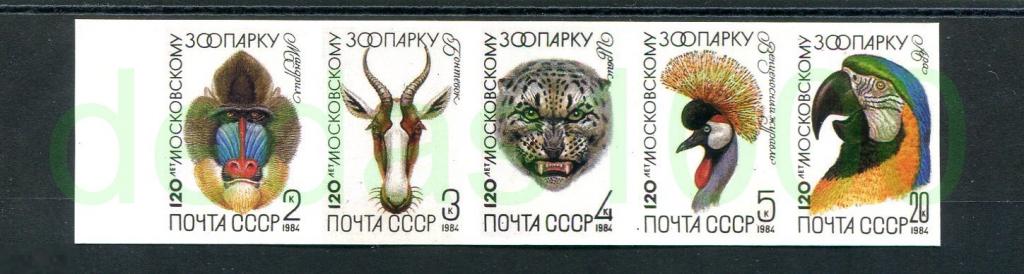СССР 1984 120 лет московскому зоопарку   БЗ сцепка клей 